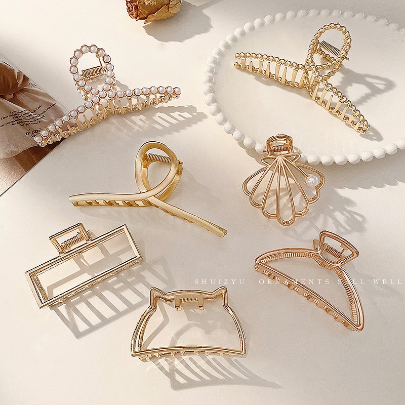 Korean Pearl Claws Clips Fashion Gold Large HairClips Headdress Women Hair Accessories