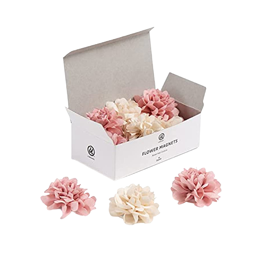 U Brands Mini Flower Magnets Set, Office Supplies, Pink and Cream, 12 Count