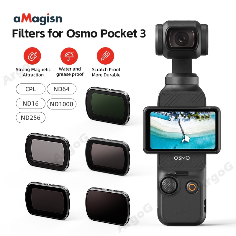 aMagisn Magnetic Lens Filter Kit for DJI Osmo Pocket 3 4Pcs CPL ND Polarized Filters Set ND16/64/256/1000