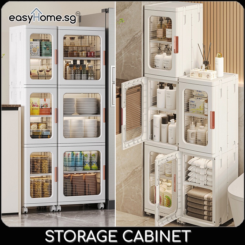 Easyhome.sg Slim Cabinet F88 / Plastic Storage Drawers / kitchen Organizer Shelf Rack