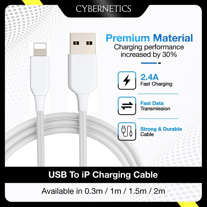 0.3m/1m/2m 2.4A Charging Cable compatible with IPh IPd Device