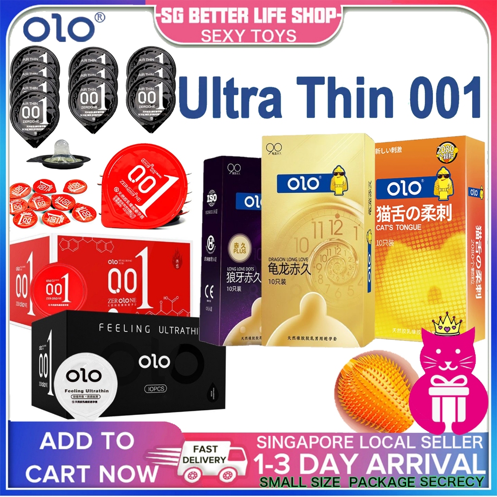 【SG SELLER】OLO Condoms Authentic Hyaluronic Acid Ultra-Thin Stealth Contraception Delay Condoms Fun Sspike Set of 001