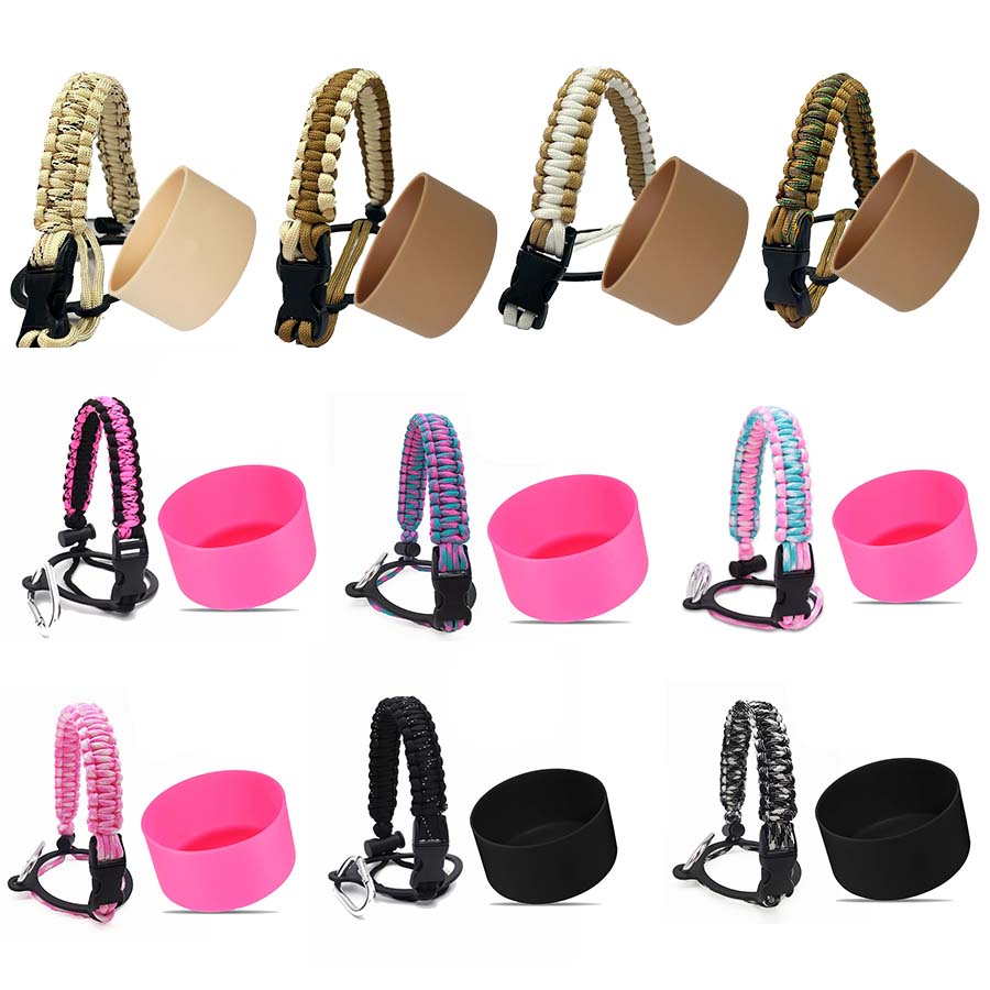 2pcs/set Boot and Paracord Set Aquaflask Accessories Earth Series  Silicon Boot Brown Rope for 18oz 22oz 32oz 40oz Flask